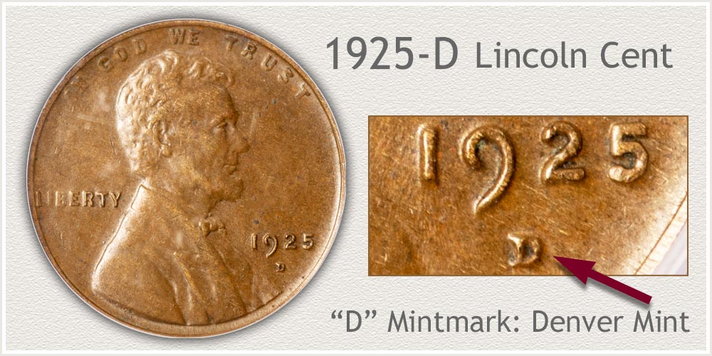 1925-D wheat penny gem uncirculated MS-66 RD example showing full original red copper color and sharp Lincoln portrait