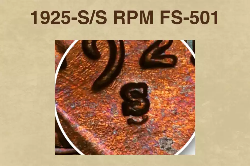 1925-S/S repunched mint mark close-up showing secondary S impression beside primary S mint mark